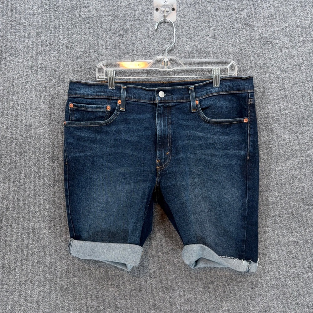 Levis 511 Denim Bermuda Shorts Womens 38 Dark Wash Cuffed Casual Jean Classic